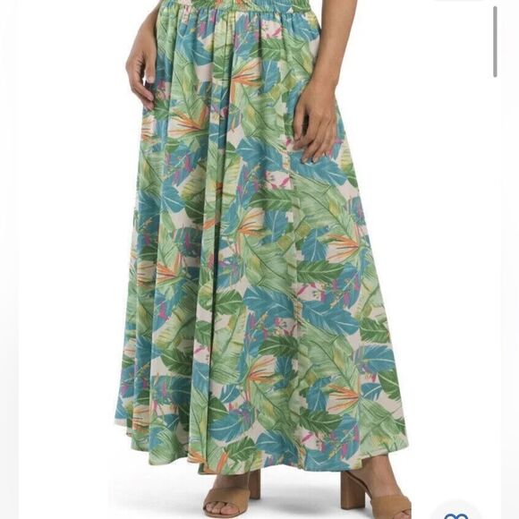 Rachael Zoe Full Maxi Skirt Tropical Palm Leaves NEW DEFECT - Picture 9 of 10